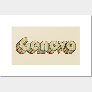 Genova // Vintage Rainbow Typography Style // 70s Posters and Art